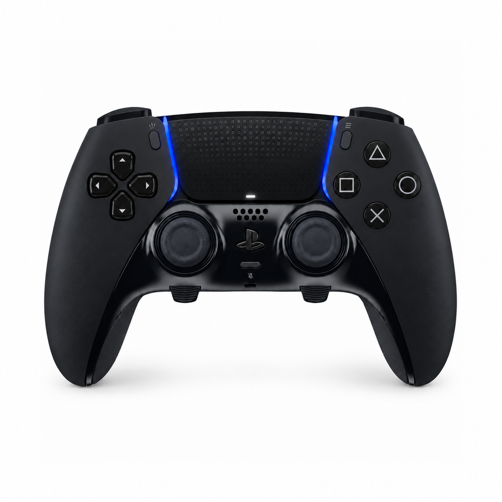 Sony DualSense Edge Midnight Black pre PS5 – čierny ovládač, čelný pohľad