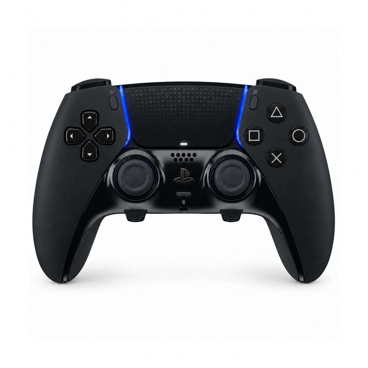 Sony DualSense Edge Midnight Black pre PS5 – čierny ovládač, čelný pohľad