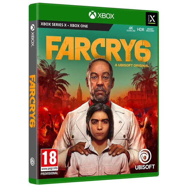 Far Cry 6 – ilustračný produktový obal pre Xbox One a Xbox Series X na bielom pozadí