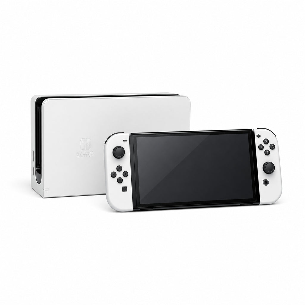 Nintendo Switch OLED — pohľad spredu s ovládačom