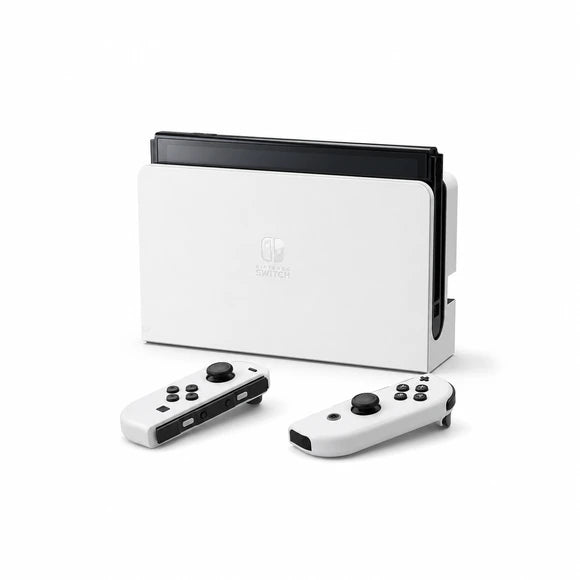 Nintendo Switch OLED — pohľad zboku s príslušenstvom