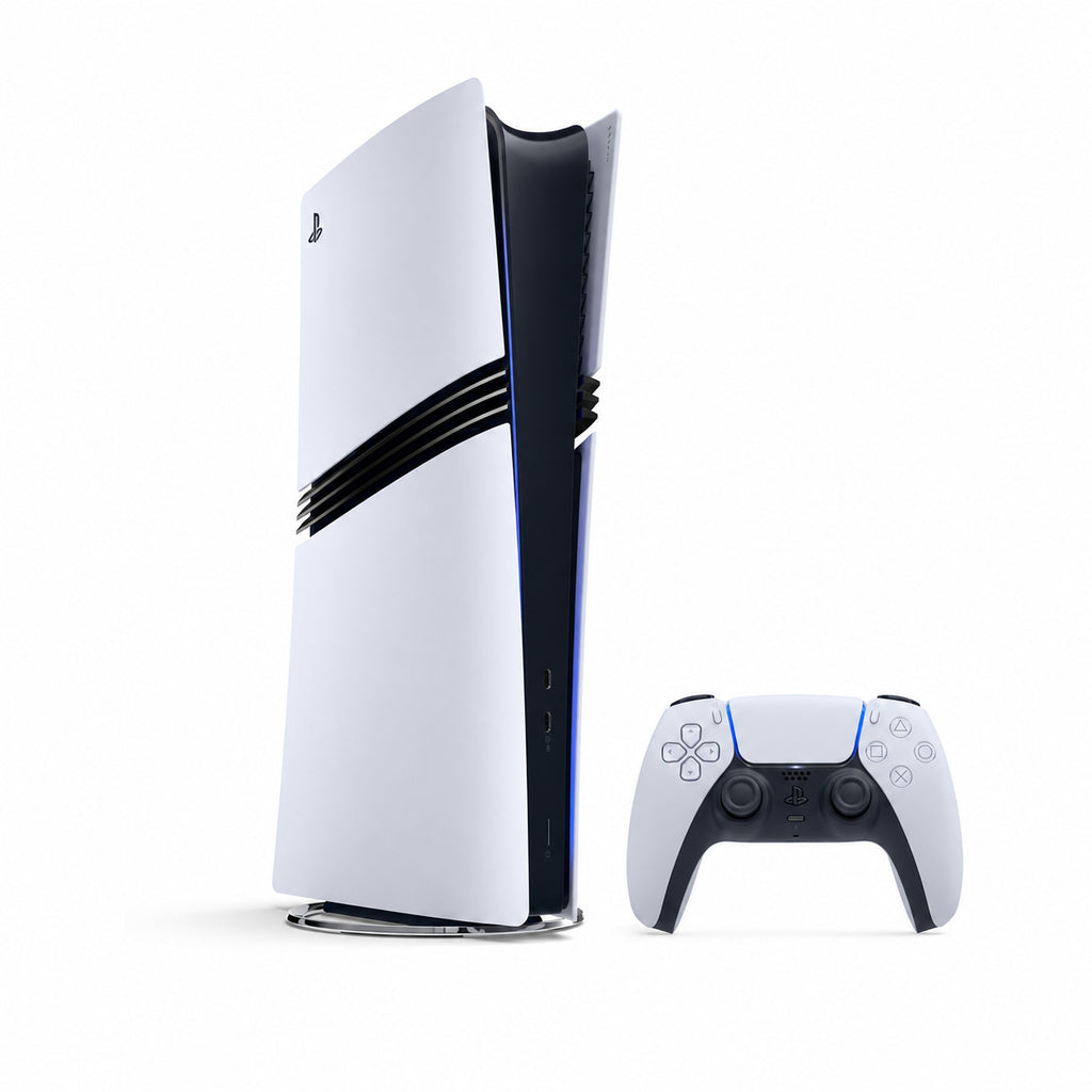 Sony PlayStation 5 Pro — pohľad spredu s ovládačom