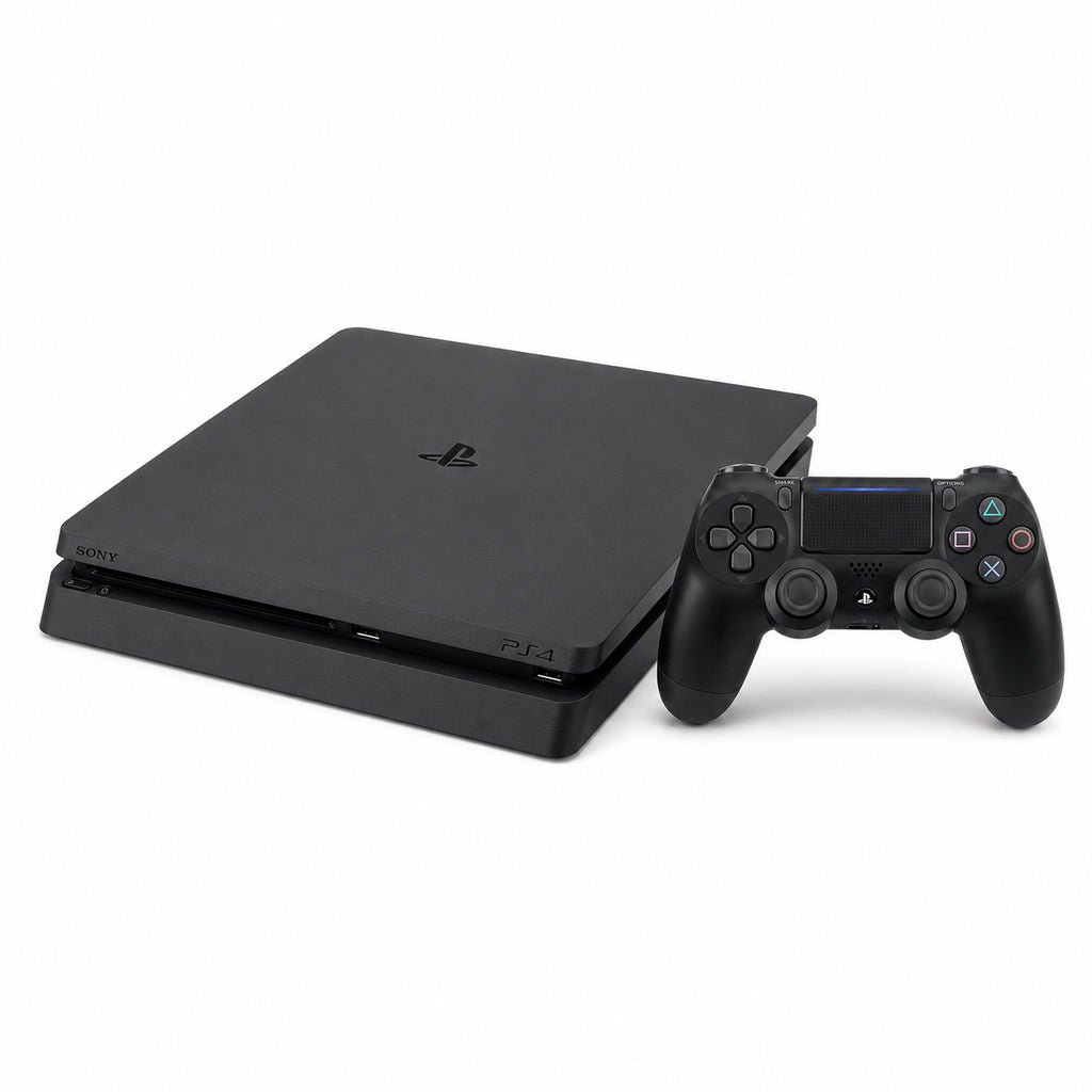 Sony PlayStation 4 Slim (1 TB) — pohľad spredu s ovládačom