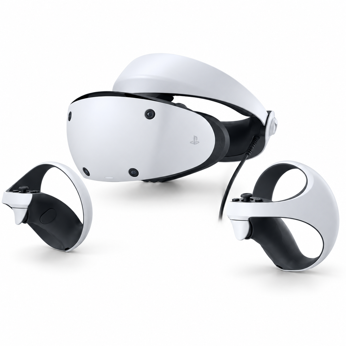 Sony PlayStation VR2 s ovládačmi Sense — pohľad z uhla