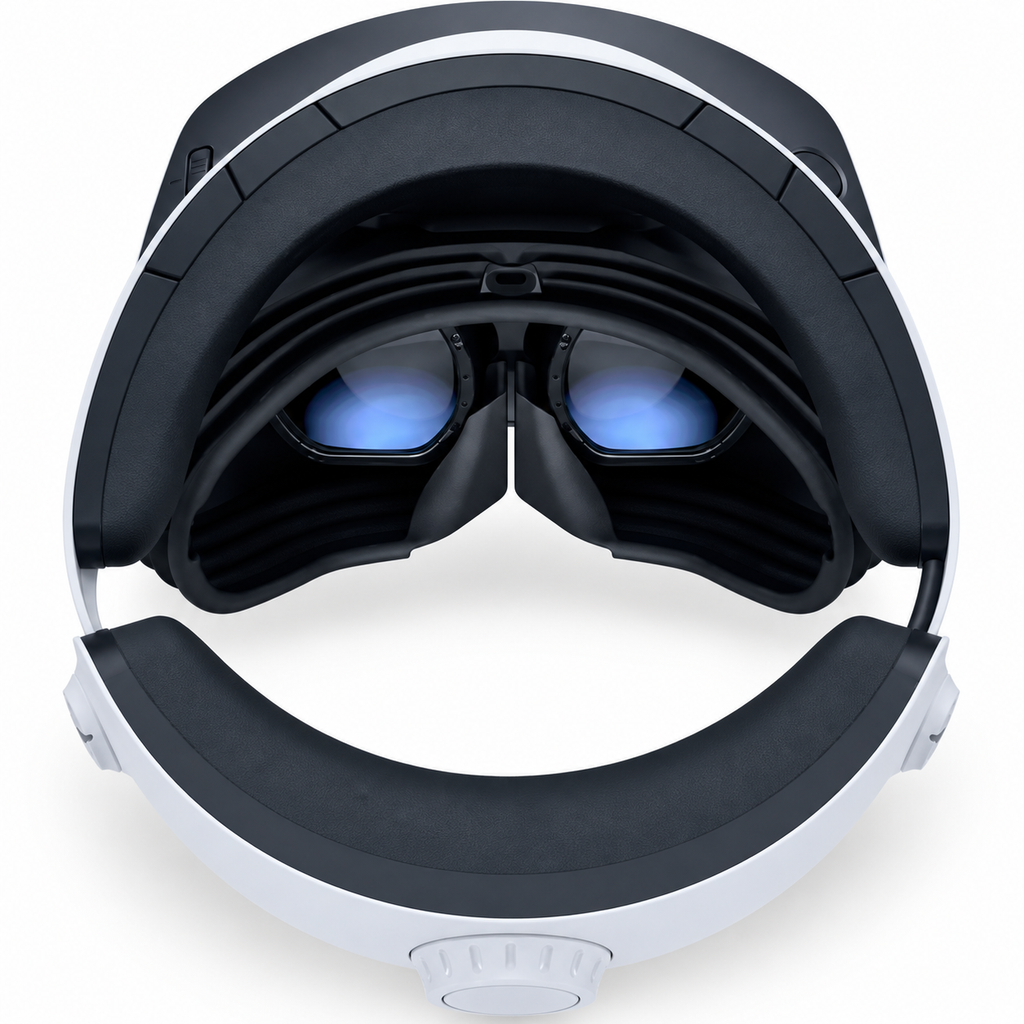 Sony PlayStation VR2 — vnútorná strana headsetu a šošovky