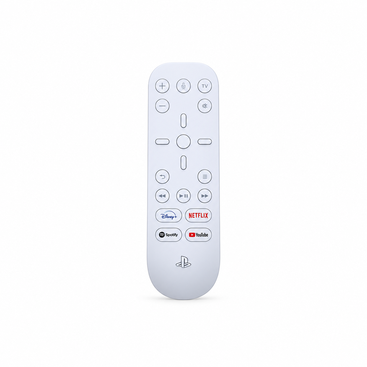 Sony PlayStation 5 Media Remote – čelný pohľad na bielom pozadí