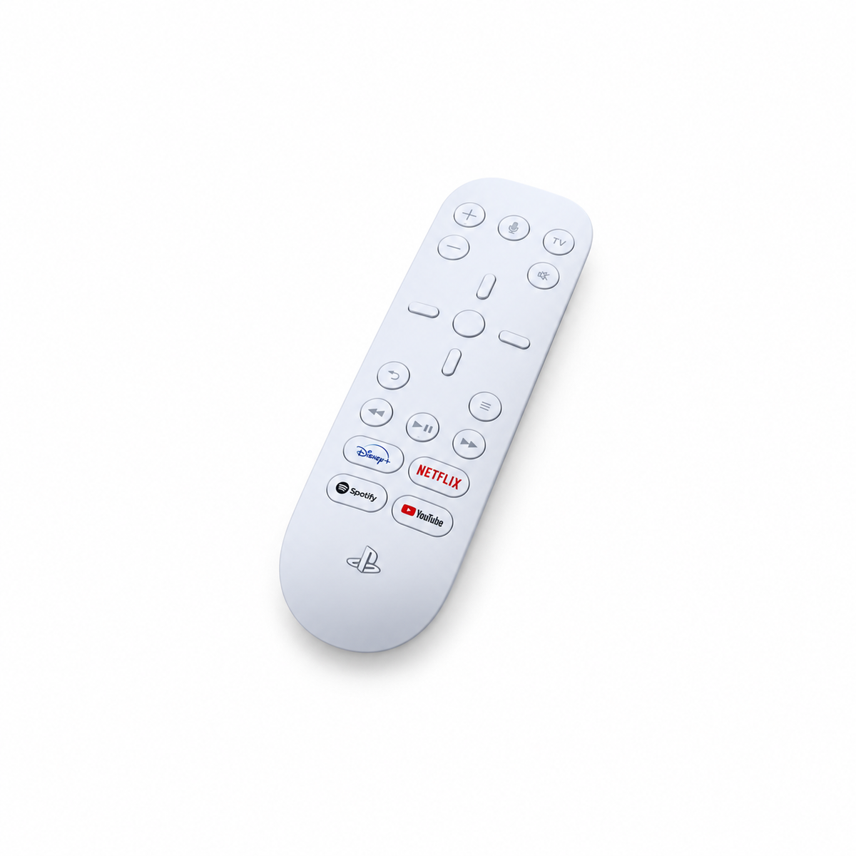 Sony PlayStation 5 Media Remote – diagonálny pohľad na bielom pozadí