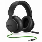 Microsoft Xbox Stereo Headset — detail náušníkov, mikrofónu a zeleného pripojovacieho kábla